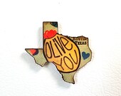 Austin Texas Olive You Wooden Refrigerator Magnet