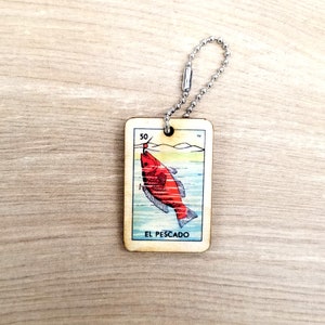 El Pescado Loteria Mexican Bingo KeyTag NEW! Color on both sides!