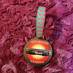 New Orleans green streetcar long gift tag / Ornament (with date please request when ordering)