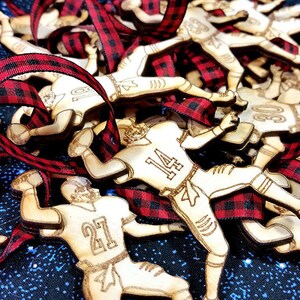 Football Player(s) Gift Tag / ornament with individual numbers on front