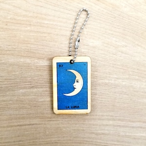 Moon La Luna Loteria Mexican Bingo KeyTag NEW! Color on both sides!