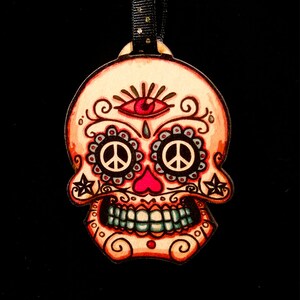 Peace Sugar Skull Ornament / gift tag image 2