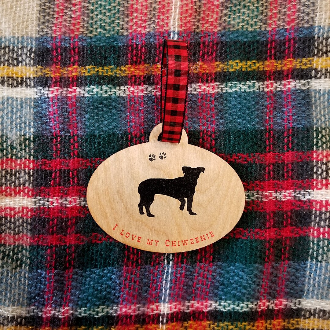 I Love My Chiweenie Dog Oval Gift Tag Bottle Tag Ornament