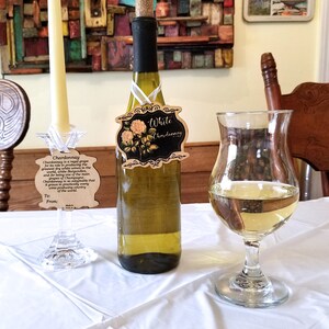 Wine bottle tag, gift tag / ornament Chardonnay Wooden