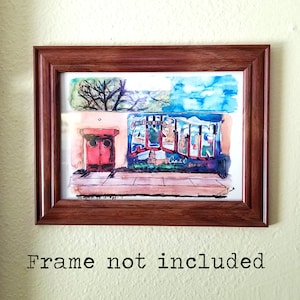 Austin Texas is Graffiti 2 kaart met envelop Inkt geschetst aquarel papier print 7 "x 5"