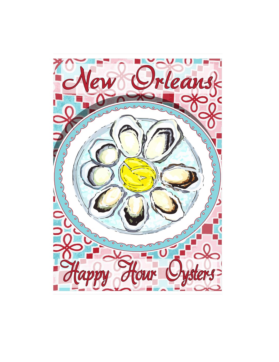 New Orleans Happy Hour Oysters Print Instant Download Etsy