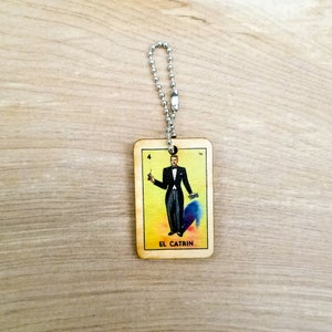 El Catrin Loteria Mexican Bingo KeyTag NEW! Color on both sides!
