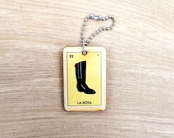 La Bota Loteria Mexican Bingo KeyTag NEW! Color on both sides!