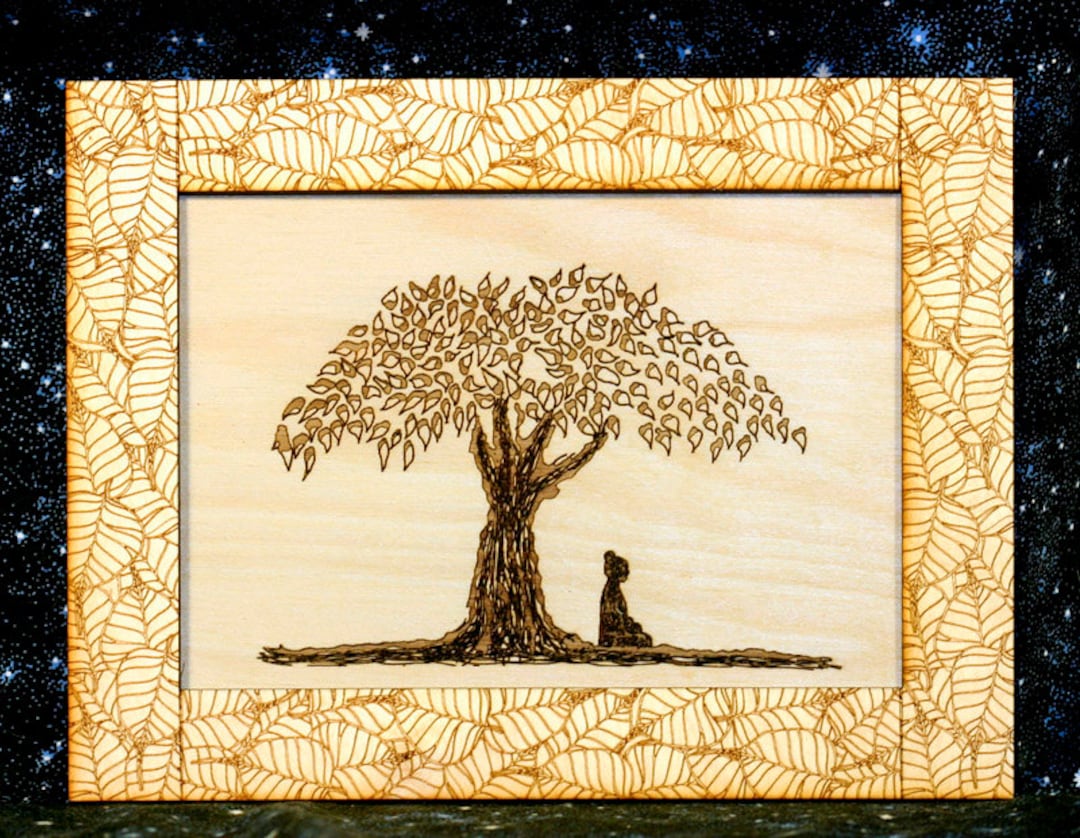 1080px x 838px - Buddha Sitting Under the Bodhi Sketched Etching Tree Wood - Etsy