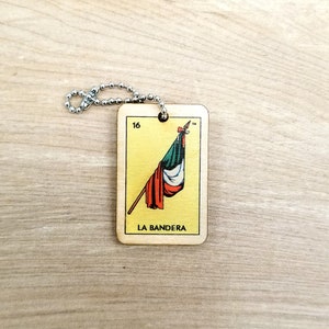 La Bandera Loteria Mexican Bingo KeyTag NEW! Color on both sides!