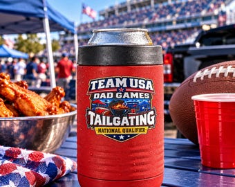 Sportliches Grillen – Getränkehalter für Väter der Team USA Games | Geschenkidee für Sport-Väter | Lustiges Weihnachtsgeschenk für Väter | Isolierter Dosenkühler (355 ml)