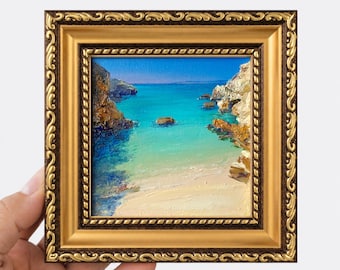 Coastal Wall Art, Ocean Painting, Beach Wall Decor, Turquoise Sea Seascape, Mediterranean Coastal Art, Beach House Decor