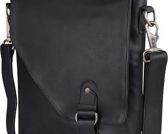 Genuine Leather Crossbody Bag, Unisex Messenger Bag, Shoulder Satchel with Adjustable Strap