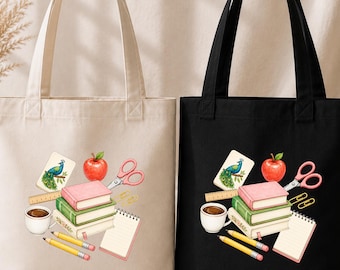 Sac fourre-tout pour professeur, cadeau pour professeur de mahjong, fourre-tout en toile indispensables pour professeur, cabas Bird Bam paon, cadeau pour amoureux des livres, cabas pour amateur de mahjong