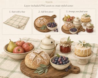 Vintage Watercolor Garden Clipart, Cottagecore Ephemera PNGs (Commercial Use)