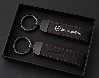 Portachiavi Mercedes Benz AMG, anello portachiavi per auto, portachiavi in pelle, accessorio chiave Mercedes, regalo per appassionati di auto