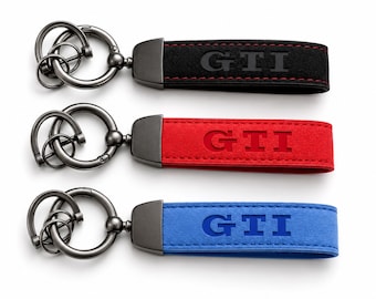 Portachiavi per auto GTI R Line in pelle scamosciata, stile Alcantara, anello per VW Golf MK7 MK8
