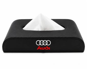 Porta fazzoletti per auto in pelle Audi S Line, organizer per interni auto (nero e rosso)