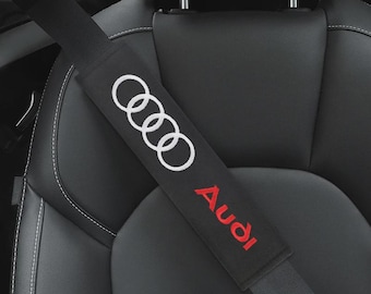 Audi Seat Belt Cover Cushions, Black Suede Shoulder Pads, Sport Accessories (Set of 2)