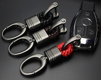 Portachiavi di lusso in pelle per auto, anello portachiavi in pelle intrecciata per uomo, portachiavi personalizzato, portachiavi minimalista, regalo di anniversario per fidanzato