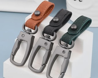 Portachiavi in pelle scamosciata fatto a mano, portachiavi di lusso per auto, moschettone in metallo resistente, regalo minimalista per lui e per lei, 3 colori