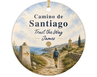 Personalized Camino de Santiago pilgrim walk Ceramic Ornament | Trust the Way design