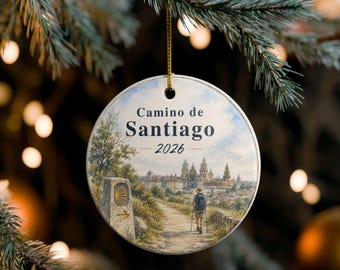 Personalized Camino de Santiago 2026 Ornament | Ceramic Round Travel Keepsake