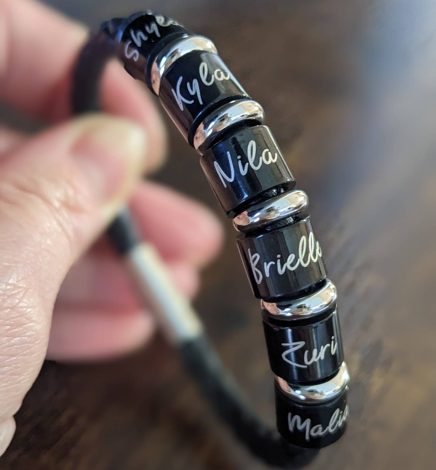 Mens leather bracelet with best sale names