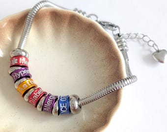 Personalized Womens Medical ID Bracelet – Medic Alert, Custom Engraved Links, Emergency Info,  Adjustable Snake Chain