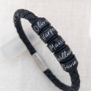 Personalised Mens Leather Bracelet, Fathers Day Gift, Custom Engraved Bracelet For Him