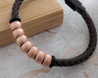 7th Anniversary, Copper Gift for Him, Beaded Bracelet