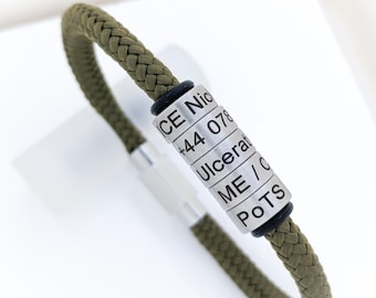 Pulsera de alerta médica, pulsera de identificación médica para mujer u hombre, pulsera de identificación de alerta médica para mujer Medic SOS