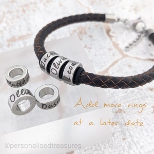 Brother Gift, Man Bracelet, Boyfriend Birthday Gift, Leather Bracelet In The Uk, Custom Gifts For Him, Kids Name Bracelet For Men