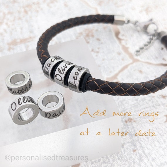 Brother Gift Man Bracelet Boyfriend Birthday Gift Leather Bracelet in the Uk Custom Gifts for Him Kids Name Bracelet for Men Etsy Australia