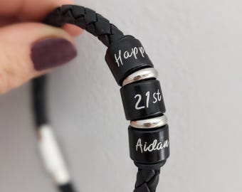 21st Birthday Gift, Personalized Son Gifts, Mens Custom Bracelet, Birthday Gifts For Him
