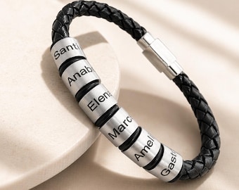 Personalized mens bracelet fathers day gift custom leather bracelet engraved bracelet best friend bracelet
