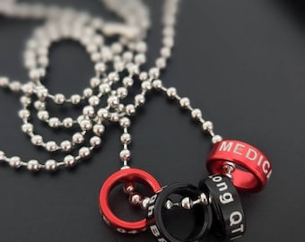 Collana A Targhetta Militare Personalizzata Per Allergie Medico – Uomo Donna – Alluminio Rosso Con Catena