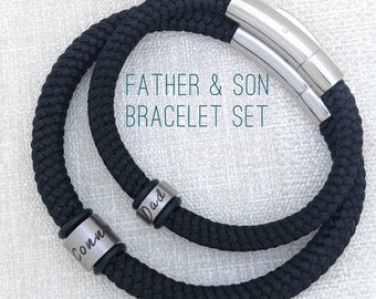 Father son bracelets, couples bracelets, personalized gifts for dad, dad gifts, friendship bracelet, dad gift, christmas gifts for dad