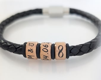 Wedding Anniversary Gifts For Men, Custom Leather Bracelet, Personalized Gift For Him, Christmas gifts