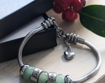 Engraved Name Bracelet For Her – Custom Gemstone Jewellery, Perfect Personalised Gift For Women, Christmas Gift For Her
