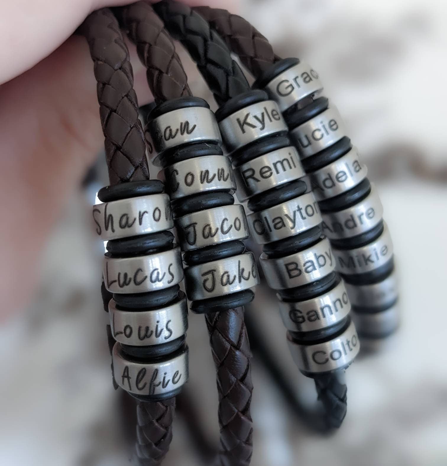 Custom Men Leather Name Bracelet