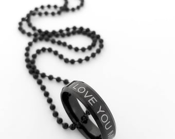 Collana a catena nera, collana personalizzata per uomo, collana personalizzata da uomo, regalo di compleanno per lui, regali per la festa del papà