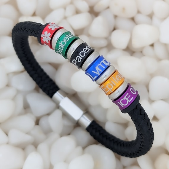 Pulseras de alerta médica para mujeres, pulsera médica