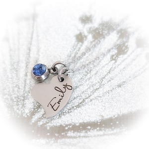 Custom Name Heart Necklace With Birthstone personalised mum womens present birthday mothers day gift jewellery grandma