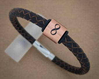 7° anniversario, 9° anniversario, bracciale in pelle da uomo, 22° anniversario, bracciale Infinity per lui