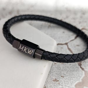 Mens Personalised Initial Bracelet, Personalized Jewelry Men, Braided Leather Bracelet For Men, Custom Gifts For Him, Birthday Gifts For Dad