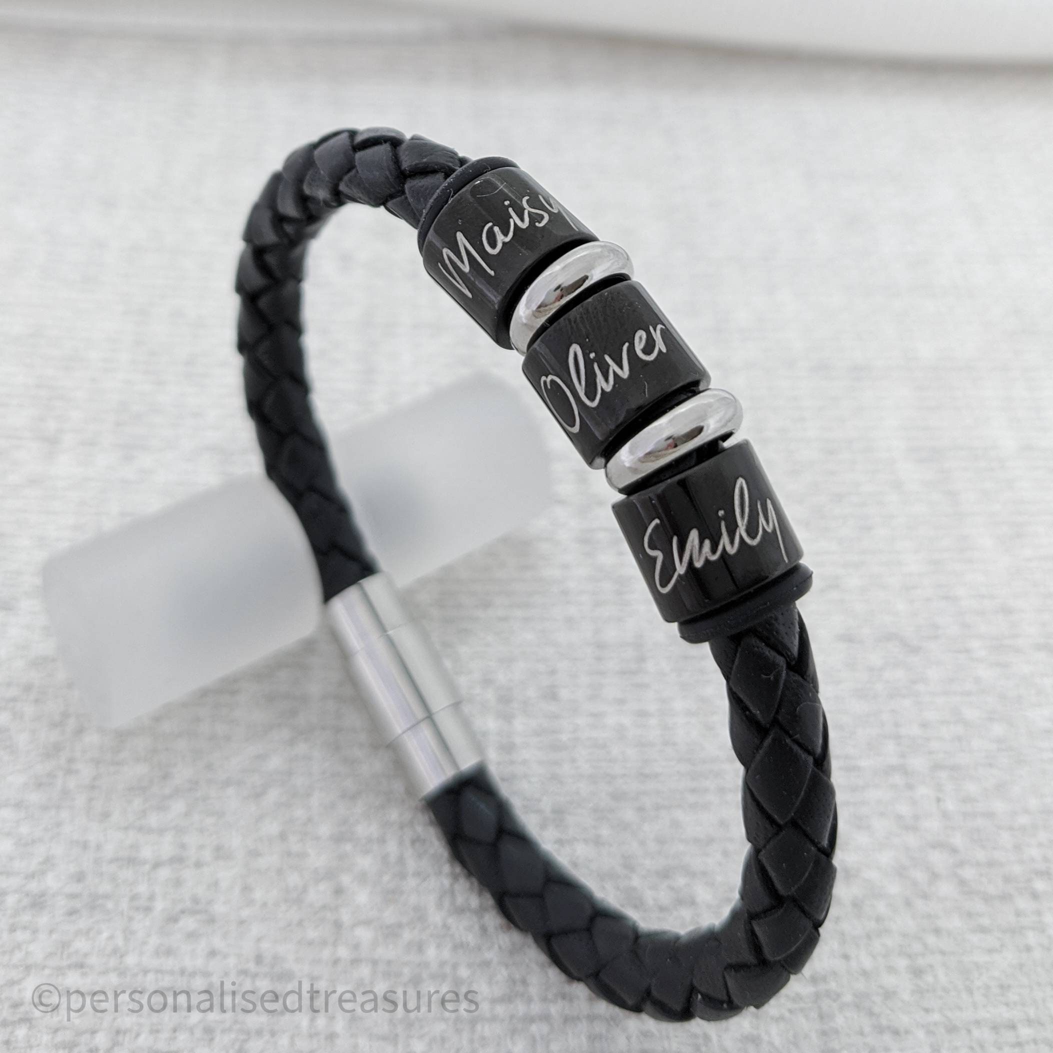 Men's leather bracelet personalised – House of Sam