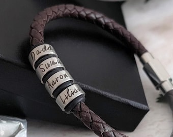 Mens Bracelet, Personalized Fathers Day Gifts , Leather Bracelets For Men, Husband Birthday Gift, Anniversary Gift For Him, Gifts For Dad