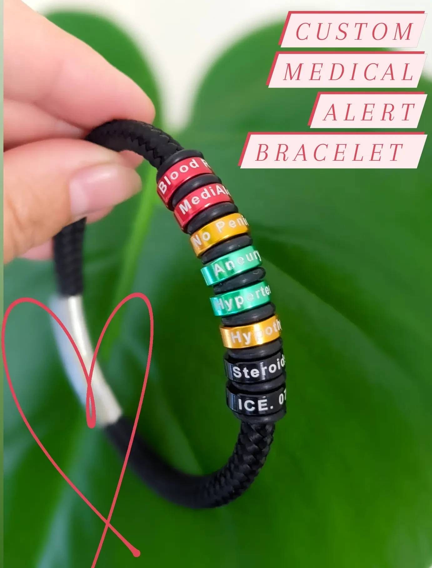 Personalized Medical Alert Bracelet, Diabetic Bracelet Men, Medical Id