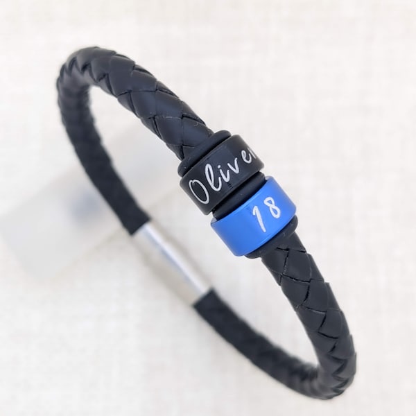 18. Geburtstagsgeschenk Junge, Teenager, 18. Geburtstagsgeschenke für Jungen, 18-jährige Geschenke, Jungenarmband personalisiert, Sohngeschenke von Mutter